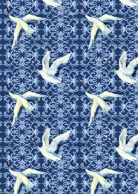 Blackout roller blind for window Herons pattern