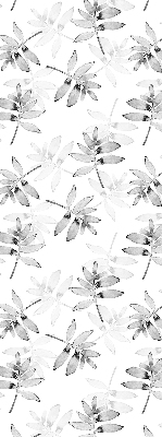 Fabric roller blind for window Gray sketched leaves