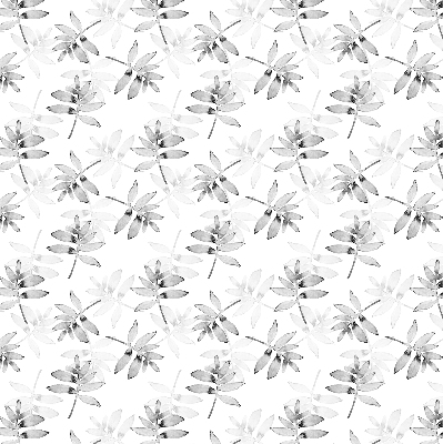 Fabric roller blind for window Gray sketched leaves