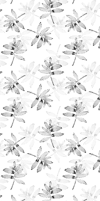 Fabric roller blind for window with gray sketched leaves pattern