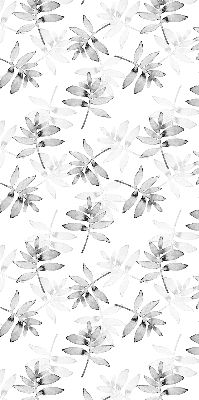 Fabric roller blind for window Gray sketched leaves