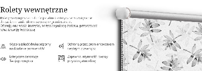 Fabric roller blind for window Gray sketched leaves