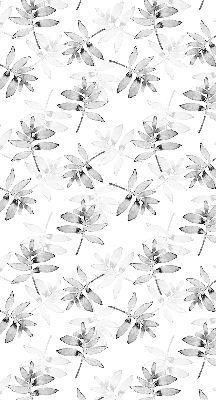 Fabric roller blind for window Gray sketched leaves