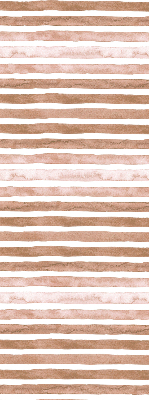 Blackout roller blind with a brown painted stripe pattern
