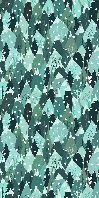 Fabric roller blind for window forest and falling snow design