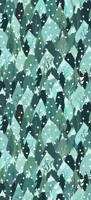 Fabric roller blind for window forest and falling snow design