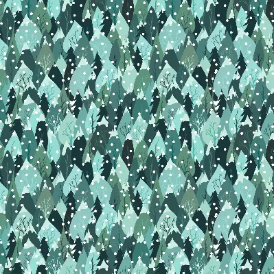 Fabric roller blind for window forest and falling snow design
