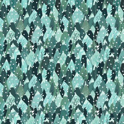 Fabric roller blind for window Forest and falling snow