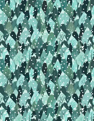 Fabric roller blind for window forest and falling snow design