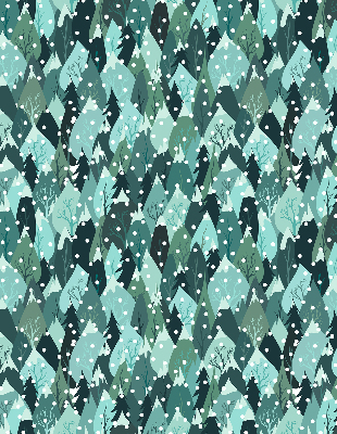 Fabric roller blind for window Forest and falling snow