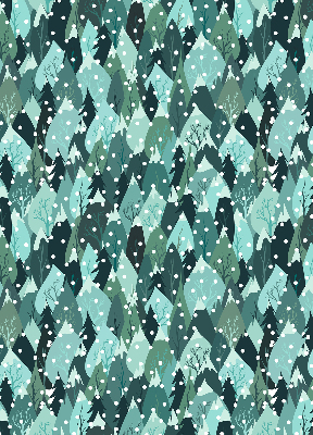 Fabric roller blind for window Forest and falling snow