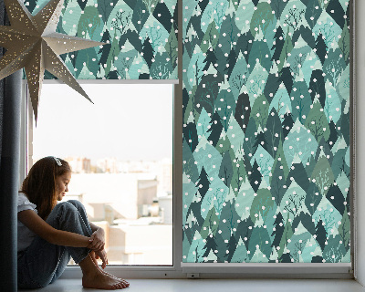 Fabric roller blind for window Forest and falling snow