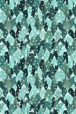 Fabric roller blind for window forest and falling snow design
