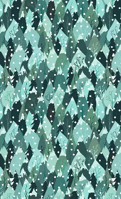 Fabric roller blind for window forest and falling snow design