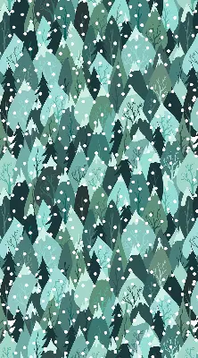 Fabric roller blind for window forest and falling snow design
