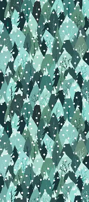 Fabric roller blind for window forest and falling snow design