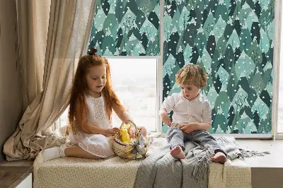 Fabric roller blind for window forest and falling snow design