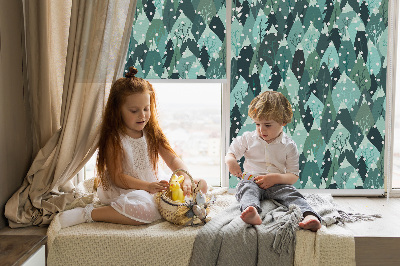 Fabric roller blind for window Forest and falling snow