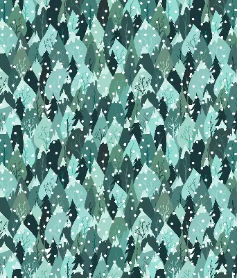Fabric roller blind for window forest and falling snow design