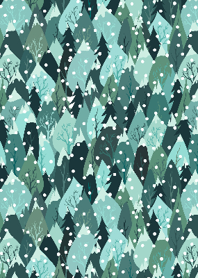 Fabric roller blind for window Forest and falling snow