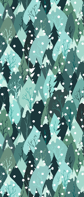 Fabric roller blind for window Forest and falling snow
