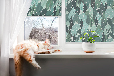 Fabric roller blind for window Forest and falling snow