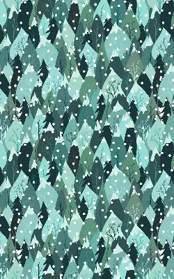 Fabric roller blind for window forest and falling snow design