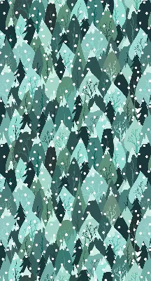 Fabric roller blind for window forest and falling snow design