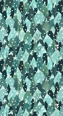Fabric roller blind for window Forest and falling snow