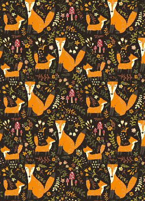 Blackout roller blind Foxes and plants