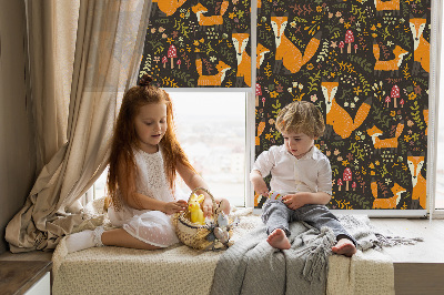 Blackout roller blind Foxes and plants