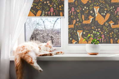 Blackout roller blind Foxes and plants