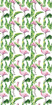 Fabric roller blind for window Flamingos by the leaves