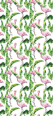 Fabric roller blind for window Flamingos by the leaves