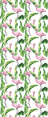 Fabric roller blind for window Flamingos by the leaves