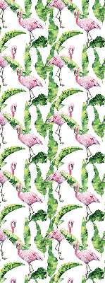 Fabric roller blind for window Flamingos by the leaves