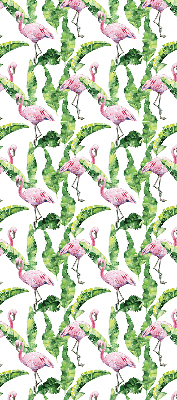 Fabric roller blind for window Flamingos by the leaves