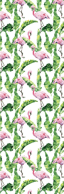 Fabric roller blind for window Flamingos by the leaves