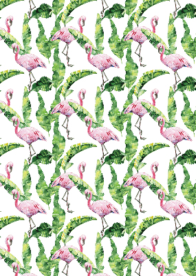 Fabric roller blind for window Flamingos by the leaves