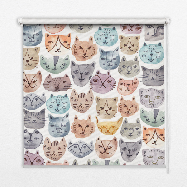 Blackout roller blind Colorful cat faces