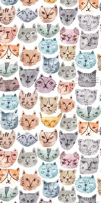 Blackout roller blind colorful cat faces print