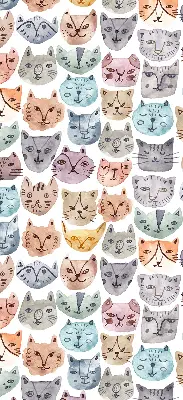Blackout roller blind colorful cat faces print