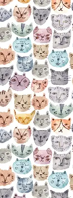 Blackout roller blind colorful cat faces print