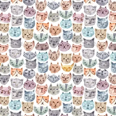 Blackout roller blind colorful cat faces print