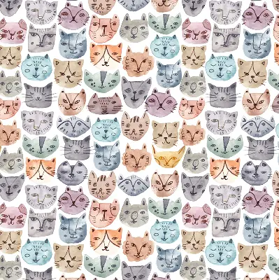 Blackout roller blind colorful cat faces print