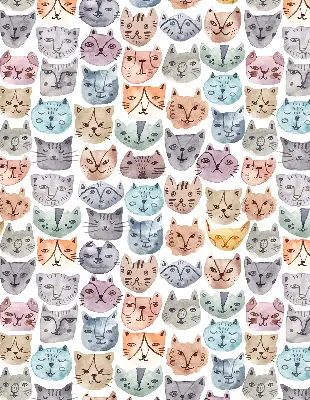 Blackout roller blind colorful cat faces print