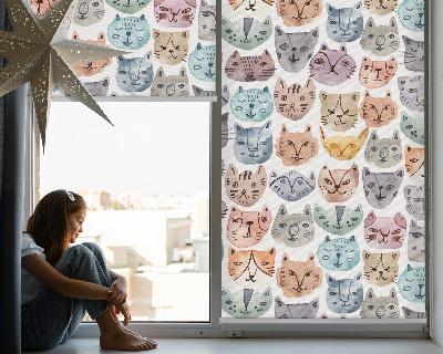 Blackout roller blind Colorful cat faces