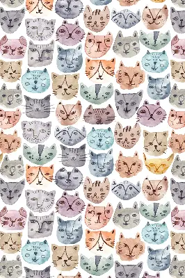 Blackout roller blind colorful cat faces print
