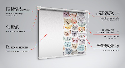 Blackout roller blind Colorful cat faces
