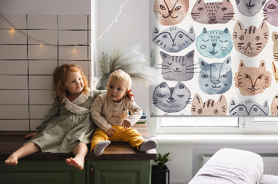 Blackout roller blind Colorful cat faces